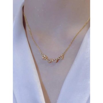 2024年新款潮氣質愛心項鏈高級感個性鎖骨鏈時尚花朵網紅鈦鋼吊墜