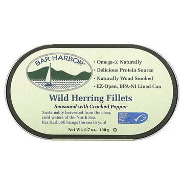 Bar Harbor, Wild Herring Fillets Seasoned with Cracked Pepper，6.7 盎司（190 克）