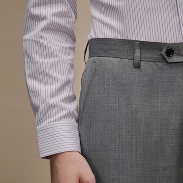 【澳嘉】羊毛灰色西褲男士商務正裝修身西服褲子毛料西裝直筒長褲