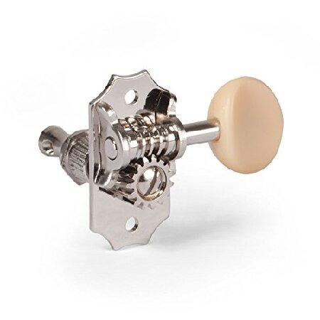 Golden Age Restoration Guitar Tuners, Left   Right for Solid Peghead, Bright Nickel Finish with Cream Knobs