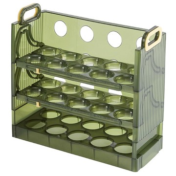 SUNORO 自動翻轉雞蛋收納盒 30格 綠色 冰箱雞蛋收納神器  1個  25.5 x 10 x 23cm