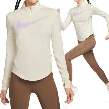 Nike As Swift Df Uv Hz Top 女款 米黃色 快乾 立領拉鍊 運動 長袖 IO0252-047