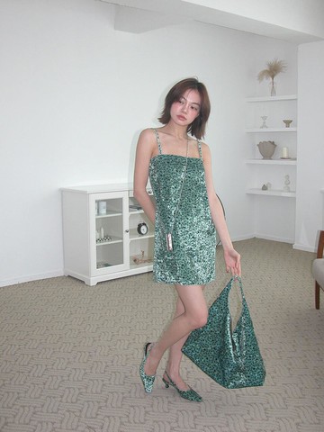 Velvet One-peace Dress [Green]