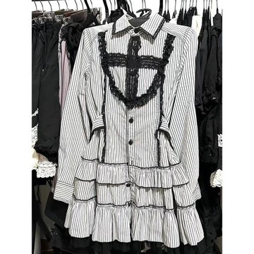 歐貨爆款高級感灰色娃娃領蛋糕裙