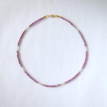 柔和丁香紫【14KGF】磷鐵礦與拉長石項鍊 母親節禮物