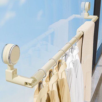 免運 免打孔伸縮桿 吸盤晾衣架伸縮晾衣桿家用免打孔窗戶曬被子陽臺空間利用晾衣神器