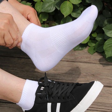 【5-10雙裝】純色棉襪子男短襪春薄款網眼淺口襪吸汗防臭透氣