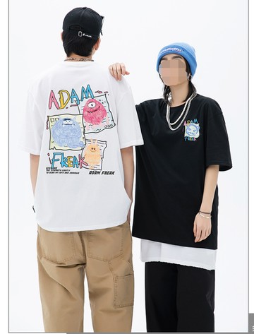 FINDSENSE X  男女情侶卡通涂鴉可愛情侶短袖T恤