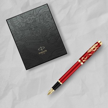PARKER 派克 新IM系列 喜慶紅金龍  特別版鋼筆 墨水禮盒組 F尖