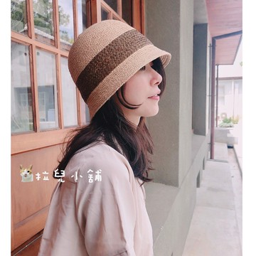 「拉兒小舖」台灣現貨-日單款 韓版 拉菲草 草帽   日系風 小禮帽 水桶帽 直筒帽 小頭