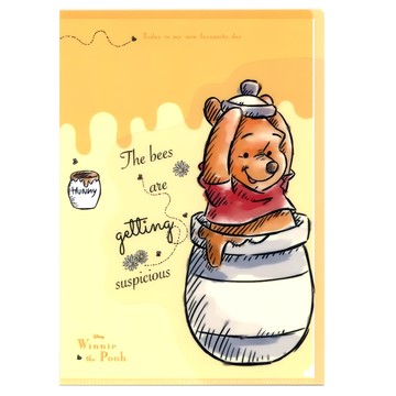 sun-star 小熊維尼95週年 L型 A4 資料夾 - 黃色  1個