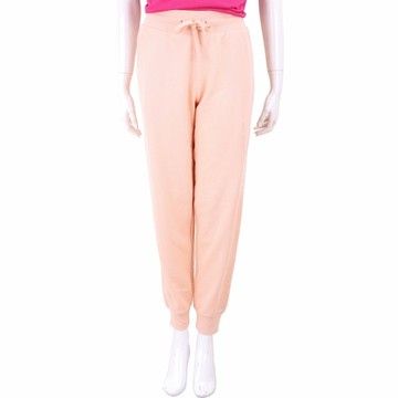 Emporio Armani 刺繡字母老鷹粉橘色羅紋鬆緊毛圈運動褲(女款)