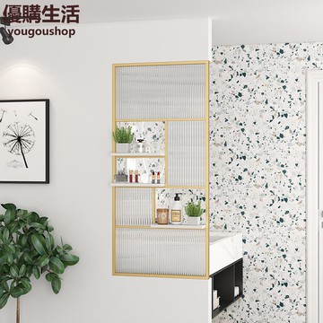 優購生活~北歐不銹鋼長虹玻璃隔斷客廳入戶置物玄關屏風洗手臺半墻隔斷裝飾定制 屏風櫃 屏風 隔間 客廳 玄關櫃 隔板 屏風架訂製 可付費上門安裝