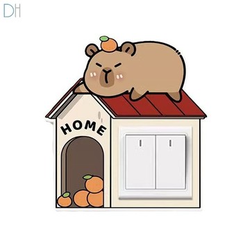 【現貨】卡皮巴拉創意開關貼家用邊框套亞克力插座保護套遮醜美化裝飾牆貼Dhome