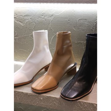 韓國東大門2023秋季新款舒適簡約方跟個性后拉鏈時裝減齡靴子女潮