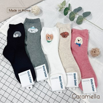 【Caramella】襪子韓國 狗狗襪子 韓國襪子 襪子 韓國襪 中筒襪 薄襪子 可愛襪子 卡通襪 襪子中筒襪 女生襪子