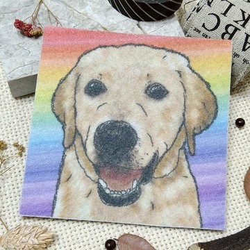 拉布拉多-不織布杯墊-吸水杯墊~彩虹暈染