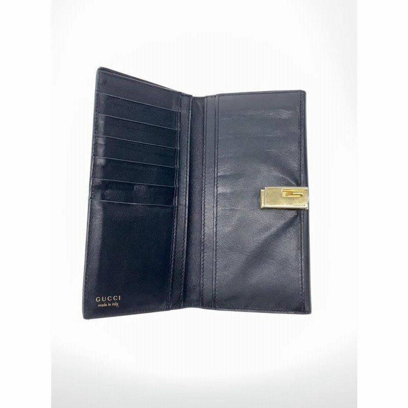 Gucci レザー長財布 GUCCI◇Wホック長財布/レザー/BLK/レディース/035 661 1957