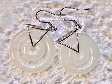 純銀系列 - 白冰翡翠雙圈純銀耳環