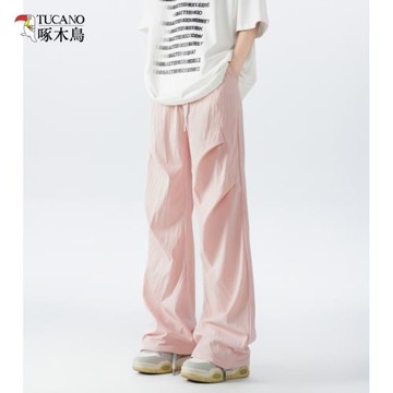 啄木鳥戶外山系傘兵沖鋒褲女秋季設計垂感闊腿褲子直筒休閑長褲潮