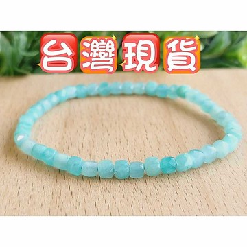 玉鎔水晶-100%天然天河石4mm方糖鑽切手珠 台灣現貨 天河石刻面手珠 天河石切面手珠 天河石鑽切面手鍊 天河石手珠