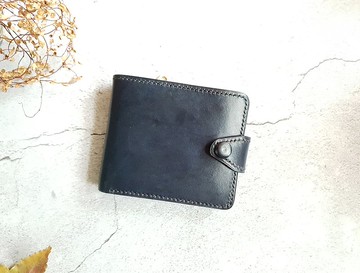 YF85_手作文創 男仕質感釦式兩折短夾手工製作大容量短夾