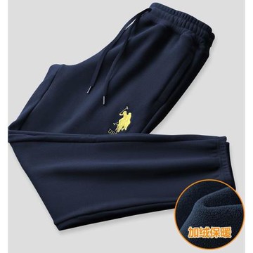 uspolo 2025冬季加絨加厚保暖衛褲男 松緊帶束腳褲直筒運動褲