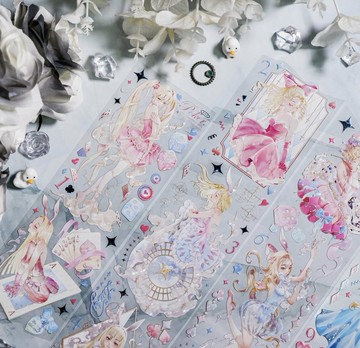 甜水荷官 粉色兔女郎 PET 和紙膠帶 珠光 10米卷 台灣製