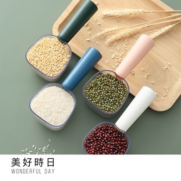 【美好時日】二合一大容量飼料勺｜多功能量米勺｜麵粉量匙｜附封口夾｜廚房寵物通用｜台灣現貨🚚隔日到貨