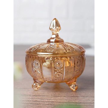 玻璃干果盤帶蓋糖罐糖盒零食瓜子盤水果盤歐式創意大號糖果盒子