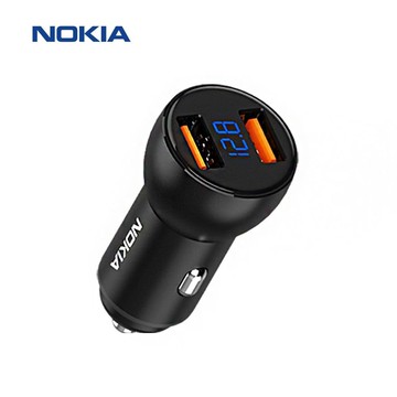 【NOKIA 諾基亞】60W 雙USB QC 液晶顯示 車充(P6105N)