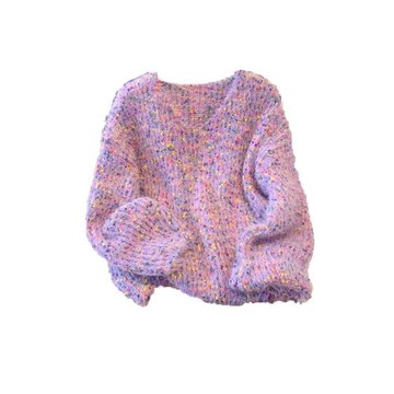 奶fufu溫柔風彩點毛衣女秋冬新潮高級感軟糯針織衫寬松減齡上衣厚