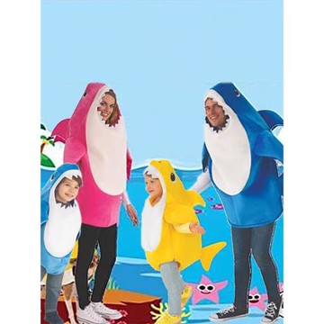 新品兒童鯊魚萬圣節親子表演服
