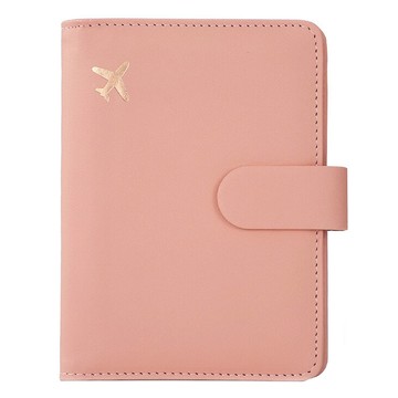 Viita 簡約皮質RFID防盜刷登機護照夾/磁吸證件收納包 粉色  14.5 x 10.5cm