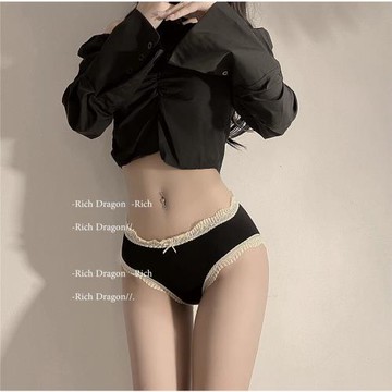 黑色性感蕾絲內褲女士純棉全棉襠抑菌2025新款中腰女生純欲風三角