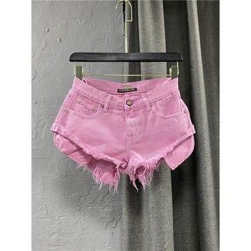 個性低腰粉色牛仔短褲夏裝2025新款女裝辣妹露口袋闊腿熱褲A字褲