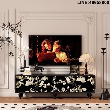 免運 開立發票 電視櫃 收納櫃 儲物櫃 落地櫃 背景櫃 法式中古風繁花實木電視機櫃客廳輕奢落地式收儲物立櫃臥室一體櫃 支持訂製