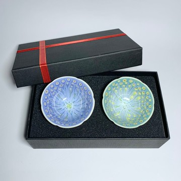 孔雀開屏 葵花對杯 80ml 邱毓寧 鶯歌燒 A2-17