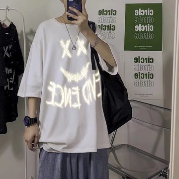 韓版潮流ins日系短袖男歐美潮牌t恤男裝半袖夏季寬松百搭衣服五分 落肩五分袖 潮流T恤 寬鬆 潮流 潮T 男生衣著 落肩