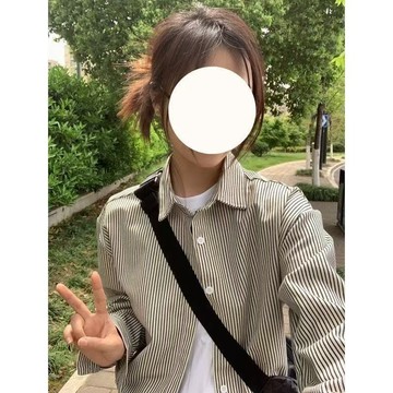 【Nico】夏季日系黑色條紋襯衫女長袖外穿寬鬆百搭疊穿襯衣韓版外套上衣女