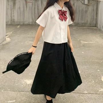 日系白色襯衫女設計感小眾學院風JK襯衣夏寬松短款夏季短袖上衣甜