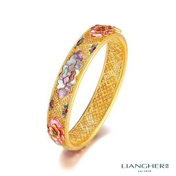 【良和珠寶】古法金映花手環 黃金手環 足金黃金 古法金(金重:13.12錢±0.01)