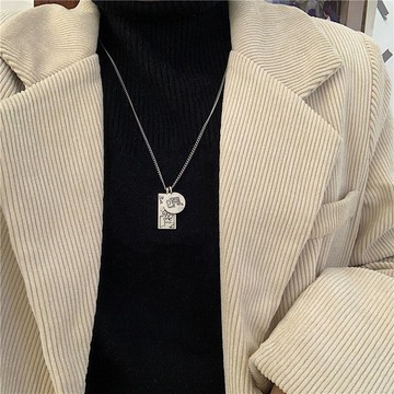 歐美嘻哈街頭吊墜項鏈女ins個性原宿網紅復古做舊毛衣配飾鏈子男