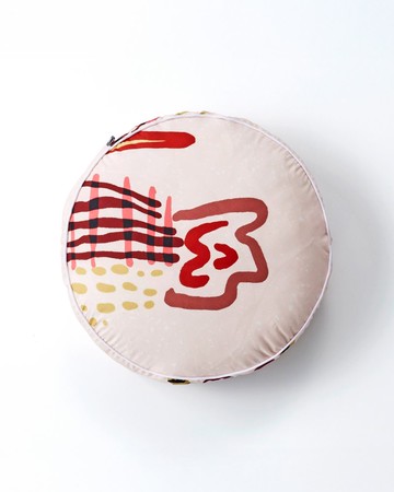 韓國設計圓形抱枕 魚尾藝術印花 附枕心