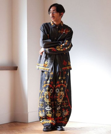 【熱門預購】 民族風刺繡男款牛仔襯衫 (2色) ILL-5308