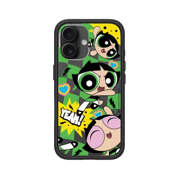 iPhone 16 Mod NX 黑 - The Powerpuff Girls 飛天小女警 - 毛毛 - 可愛格紋款