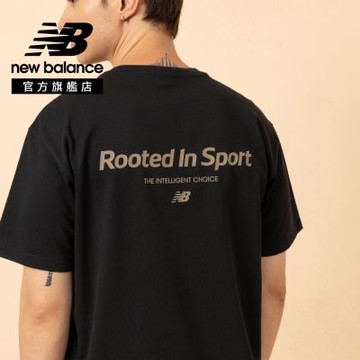 【New Balance】簡約LOGO短袖上衣_男性_黑色_MT61K0X8BK
