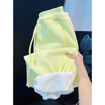 2025秋冬新款韓版多巴胺純色束腳衛褲女松緊腰抽繩九分哈倫休閑褲