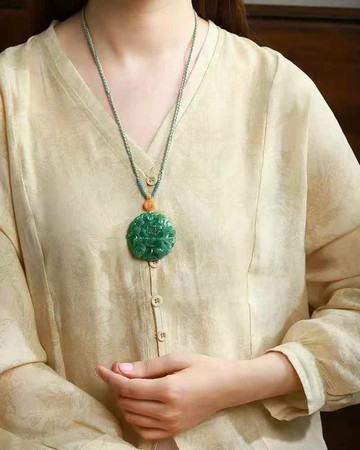 【牡丹花】•鳥語花香/天然新疆和田玉牡丹花吊墜項鏈