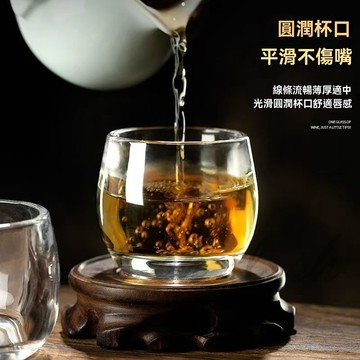水晶玻璃杯 加厚無鉛水晶杯 品茗杯 水晶杯 板指杯 喝茶主人杯水晶茶杯日式壓手杯個侘寂杯普洱茶杯透明玻璃茶碗 極簡工藝